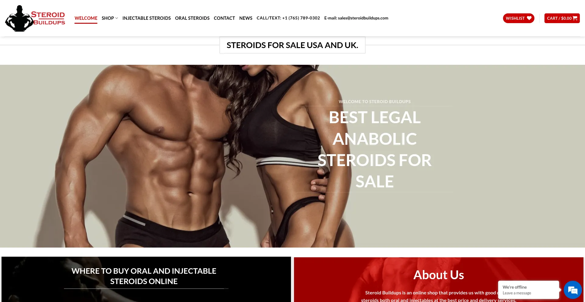 Website screenshot of Steroidbuildups.com