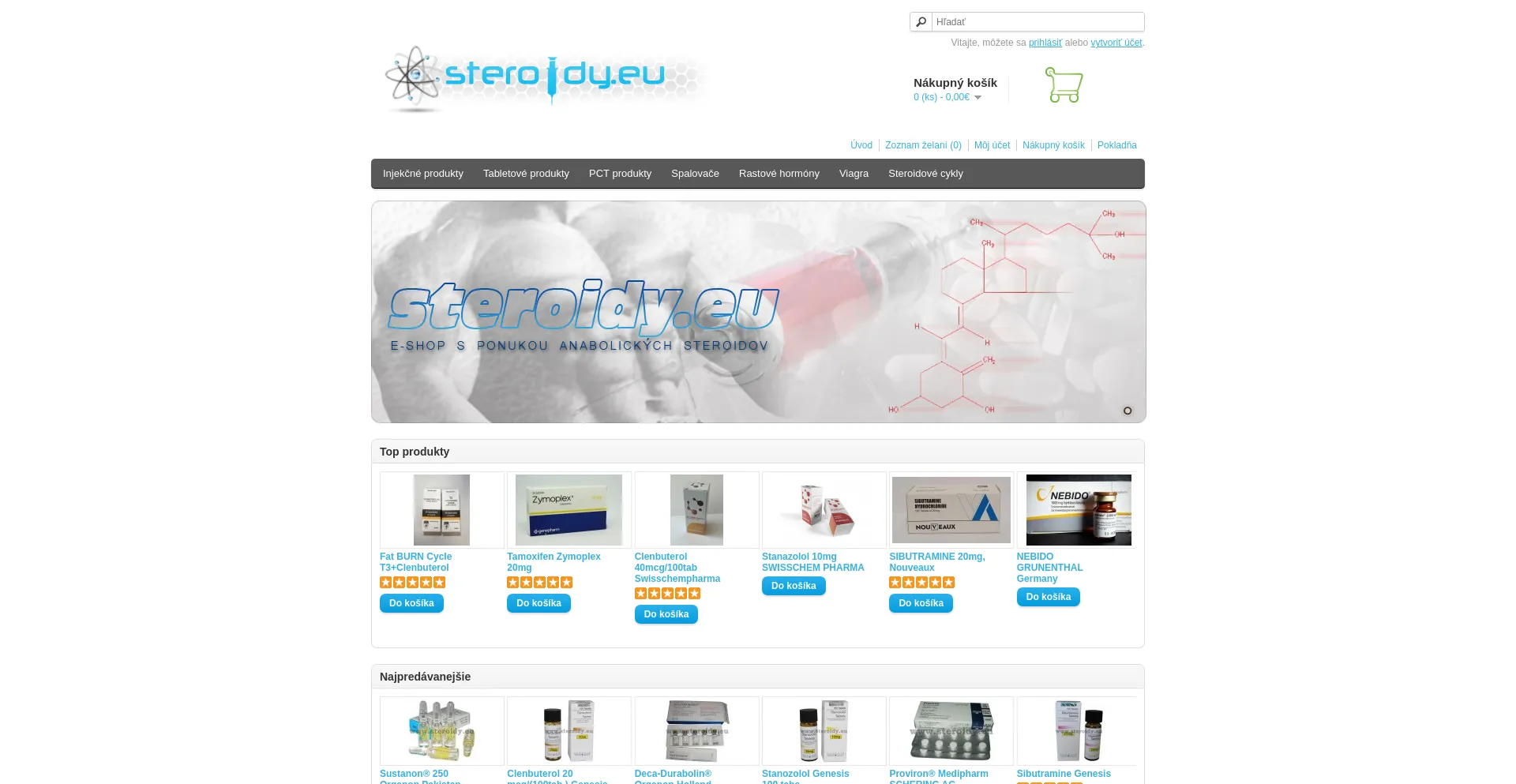 Website screenshot of Steroidy.eu