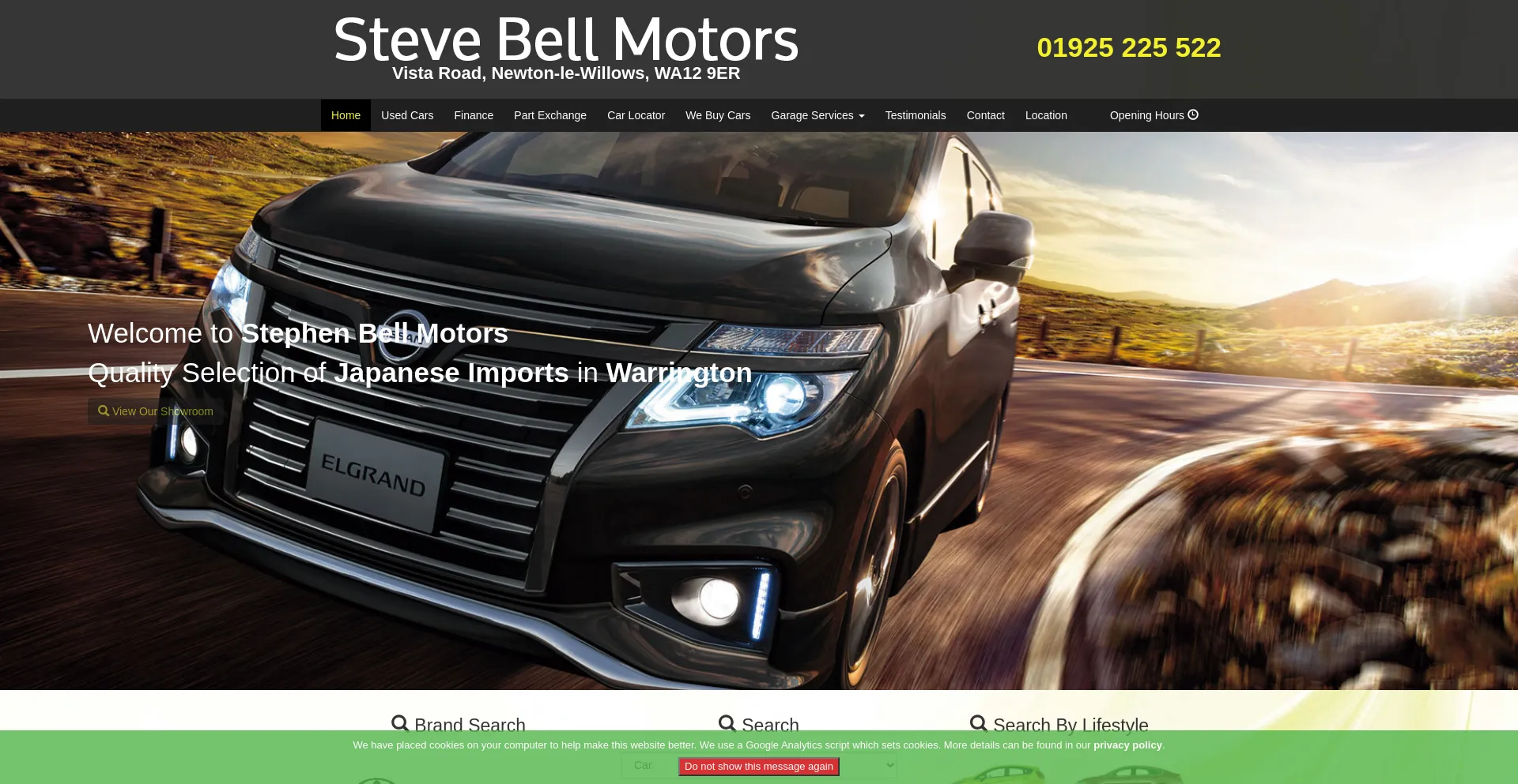 Website screenshot of Stevebellmotors.co.uk