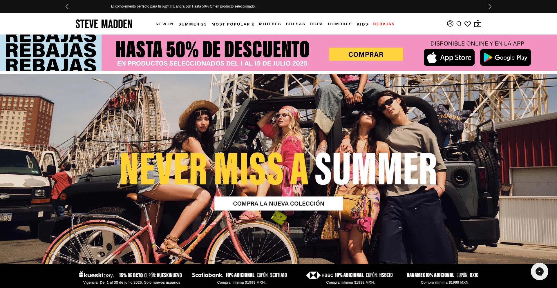 Website screenshot of Stevemadden.com.mx