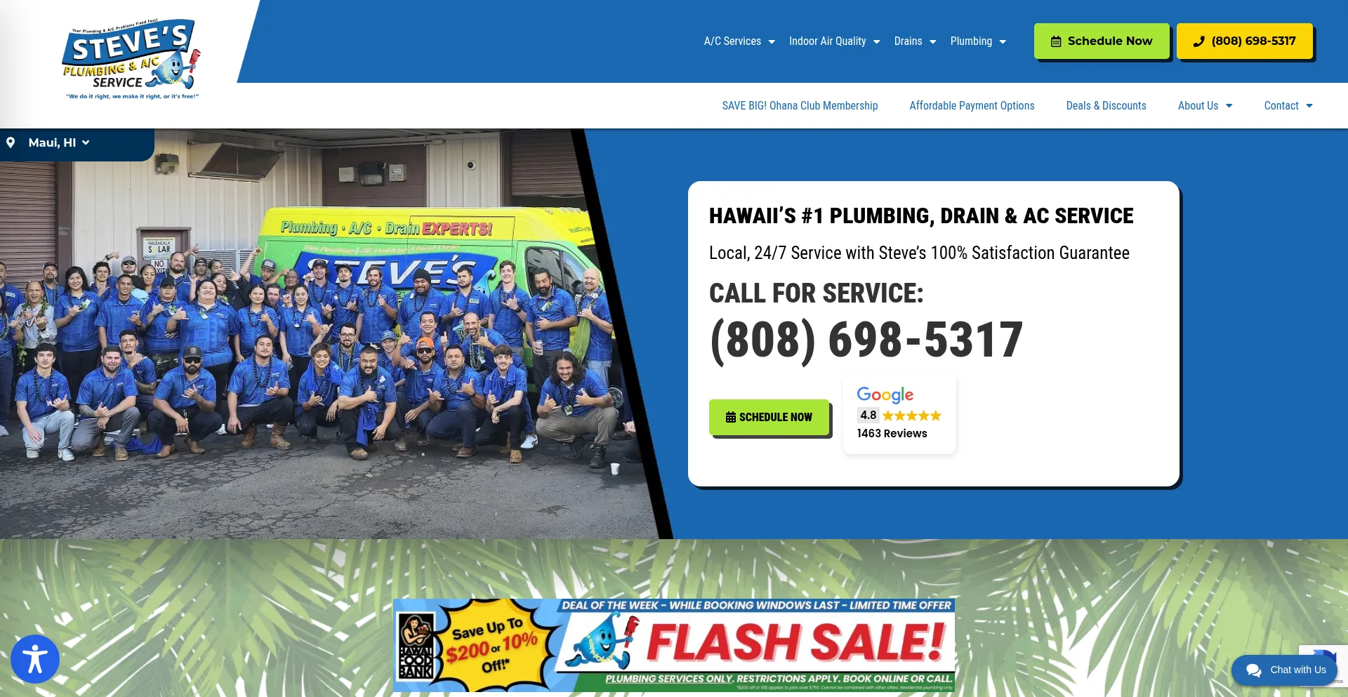 Website screenshot of Stevesplumbinghawaii.com