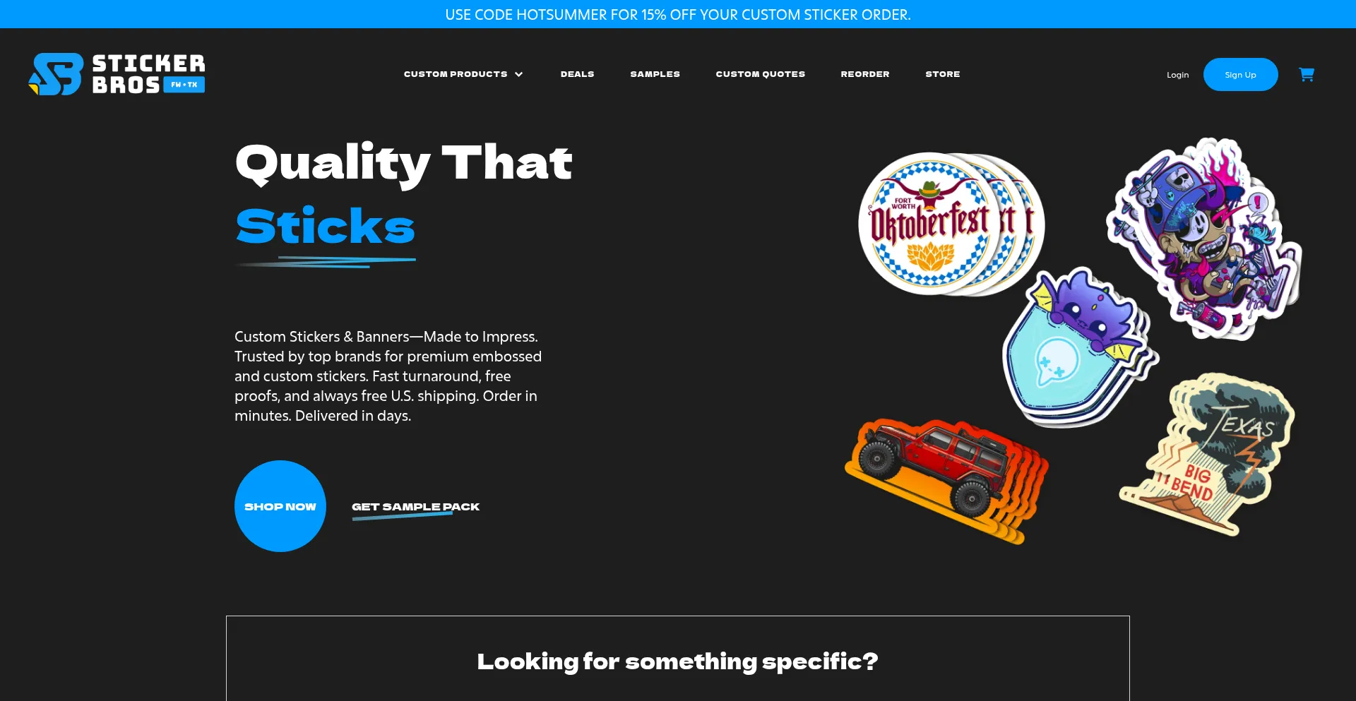 Website screenshot of Stickerbros.com