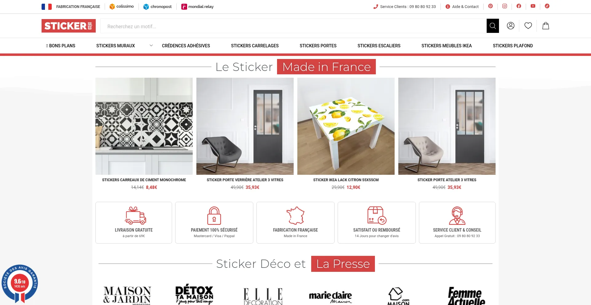 Website screenshot of Stickerdeco.fr