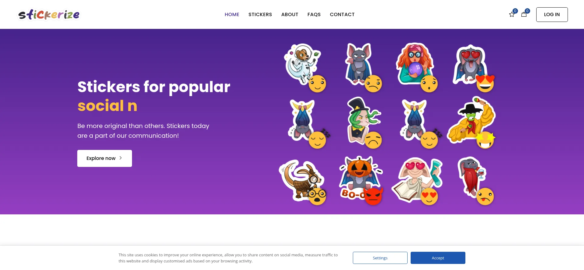 Website screenshot of Stickerize.io