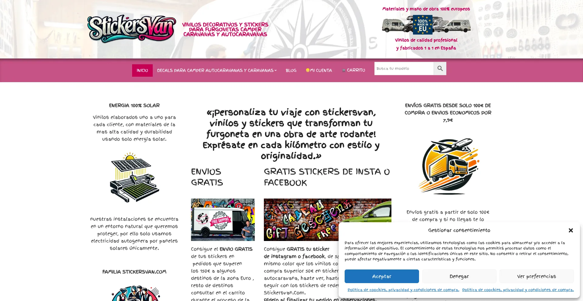Website screenshot of Stickersvan.com