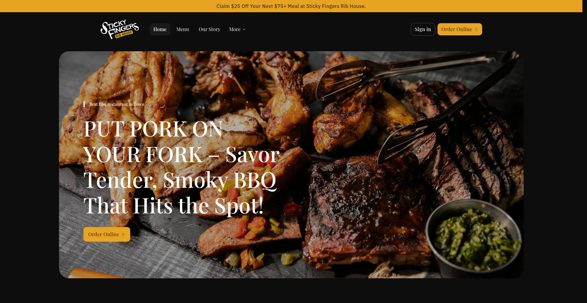 Website screenshot of Stickyfingers.com