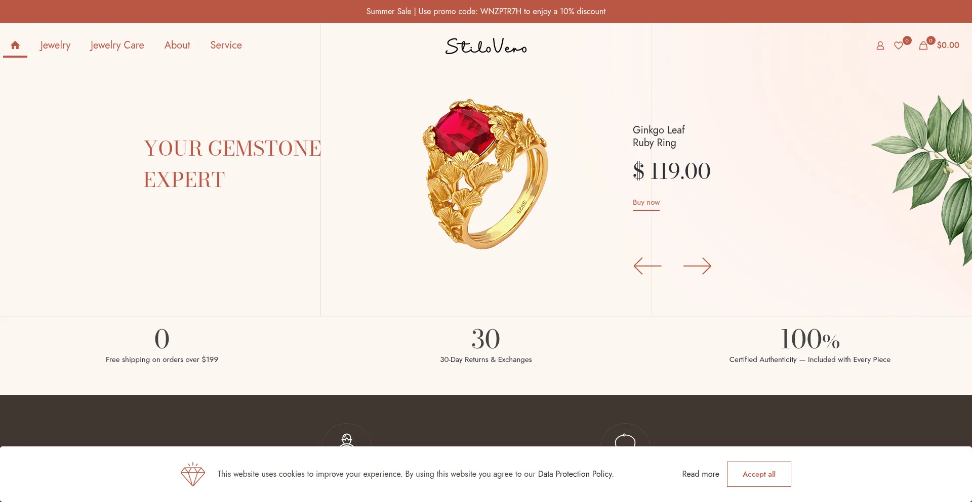Website screenshot of Stilovero.com