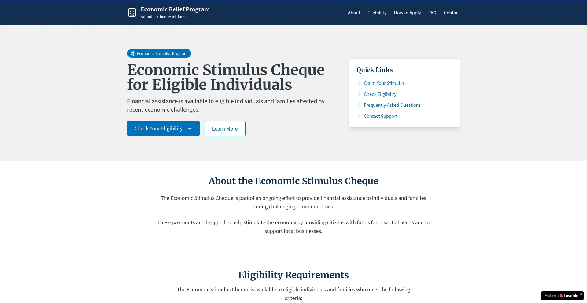 Website screenshot of Stimulusfund.us