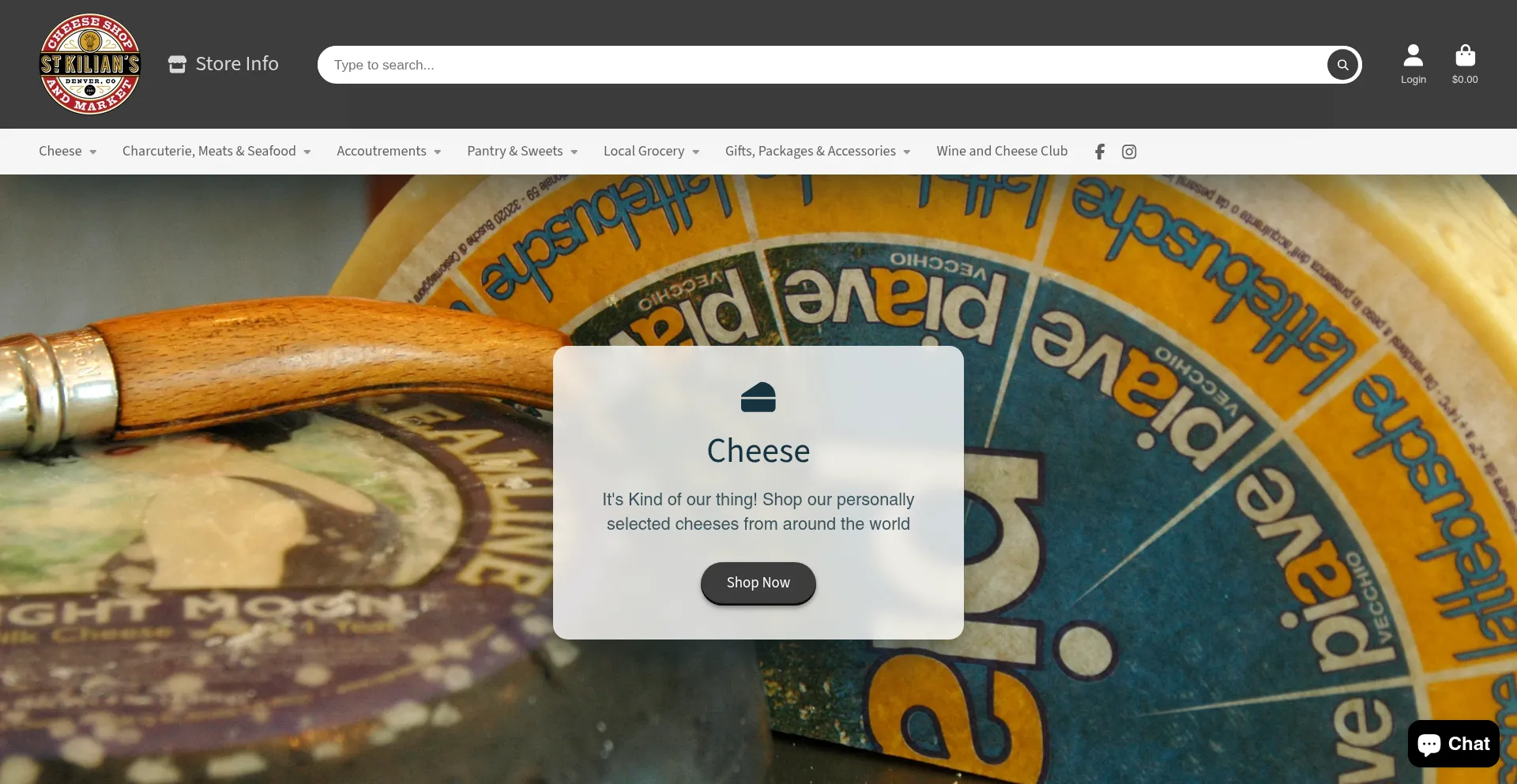 Website screenshot of Stkilianscheeseshop.com