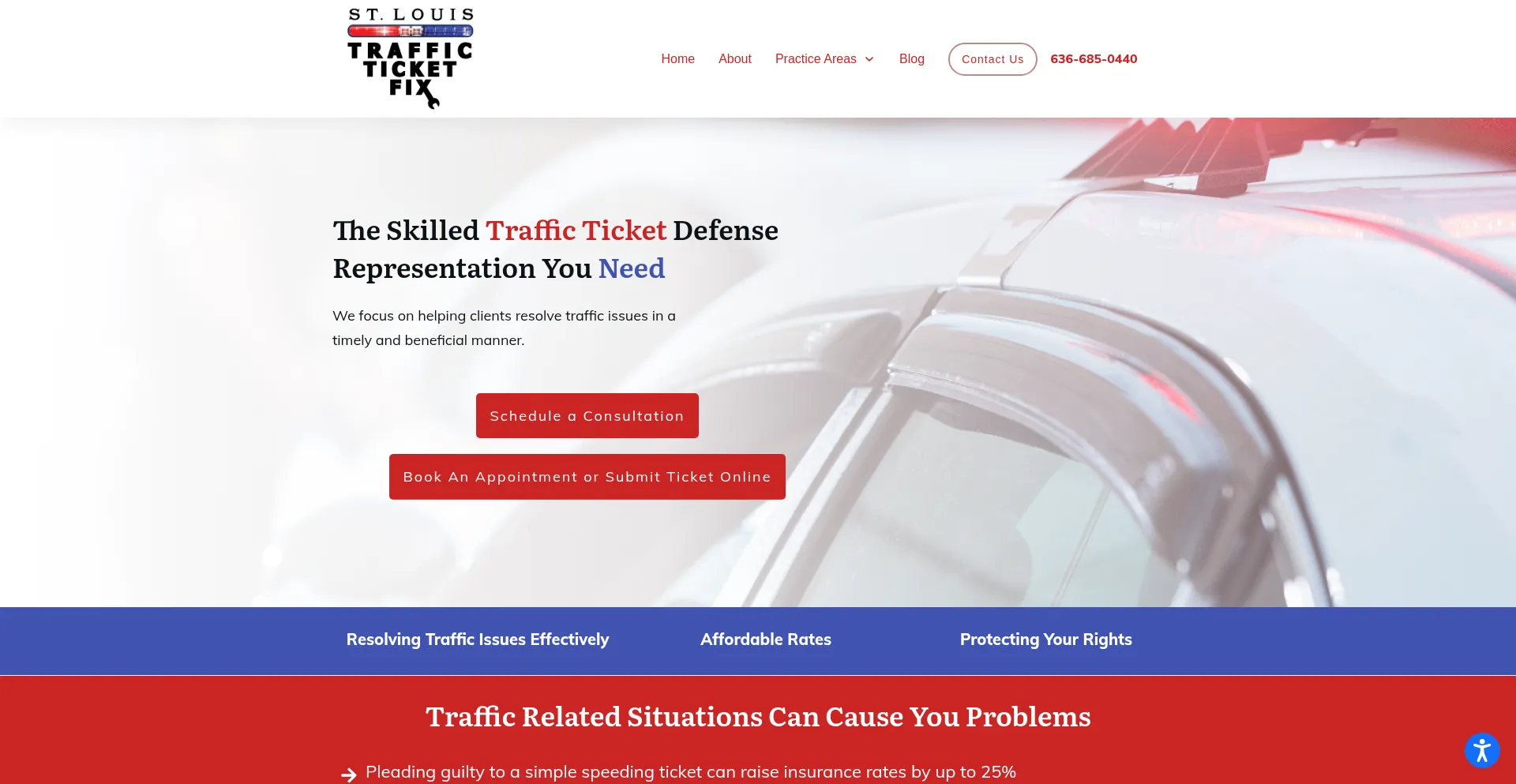 Website screenshot of Stlouistrafficticketfix.com