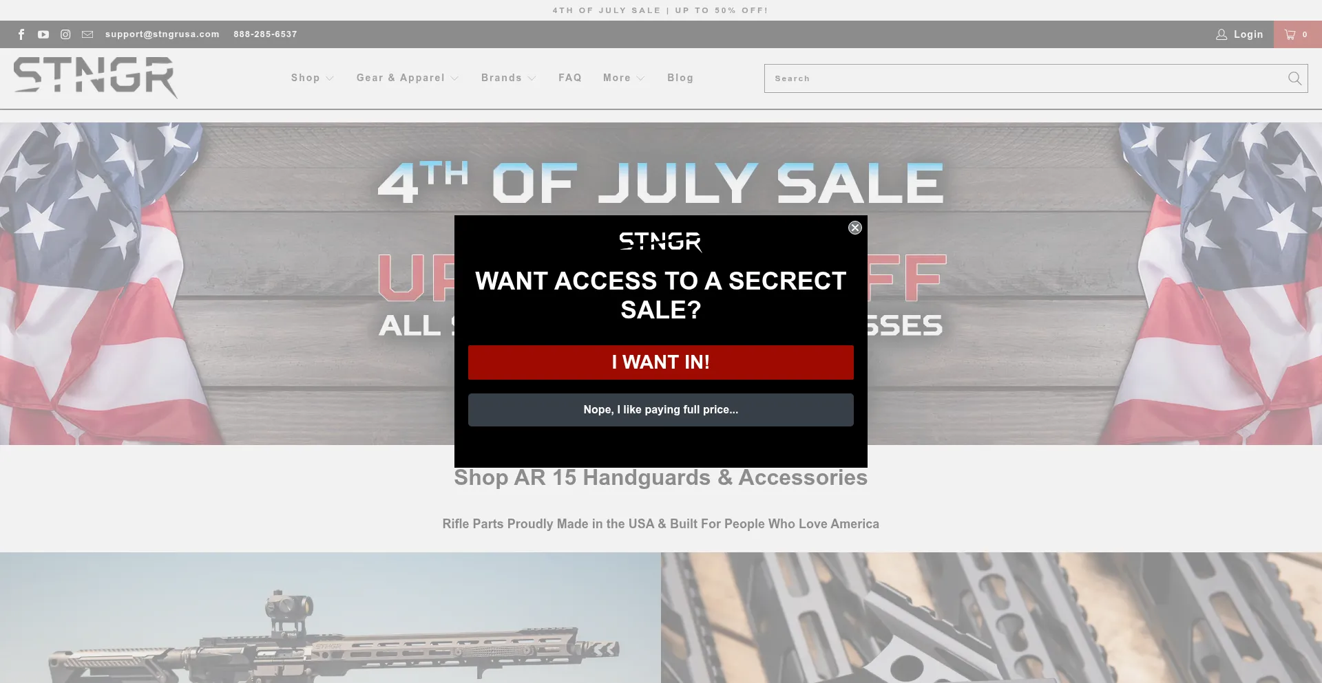 Website screenshot of Stngrusa.com