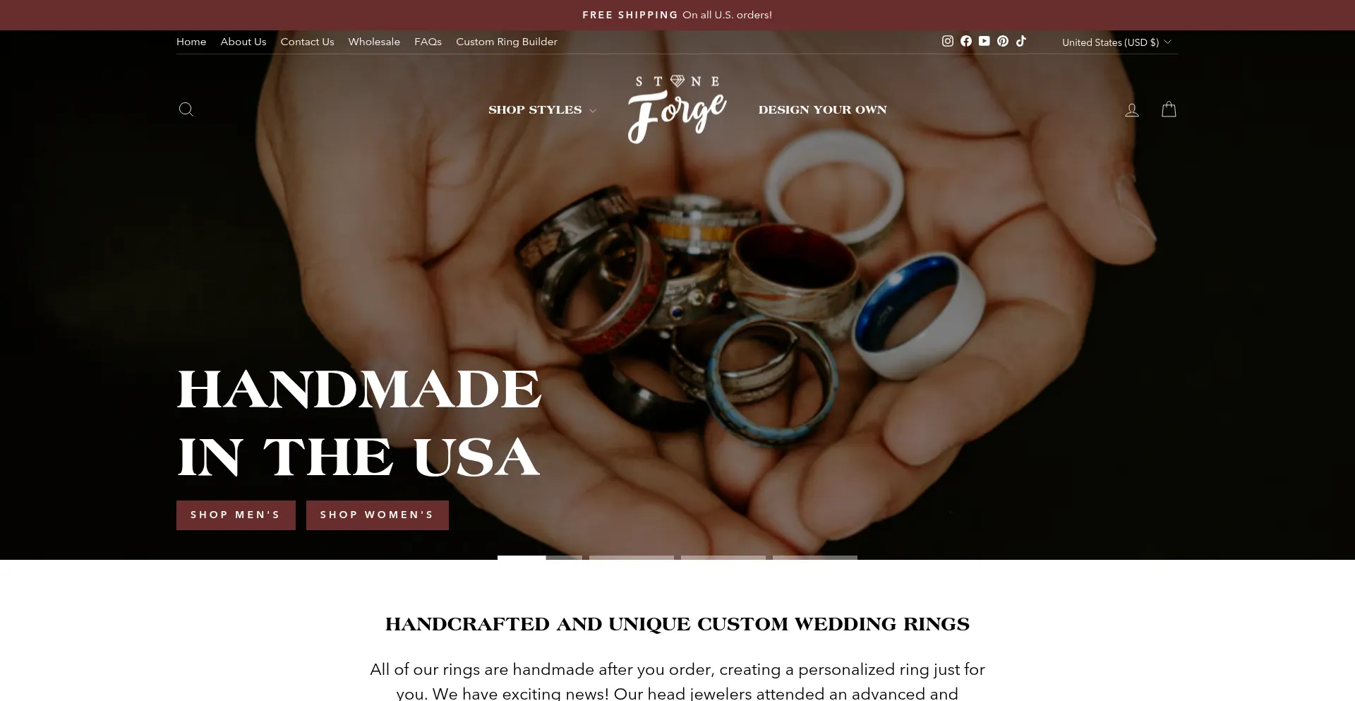 Website screenshot of Stoneforgestudios.com
