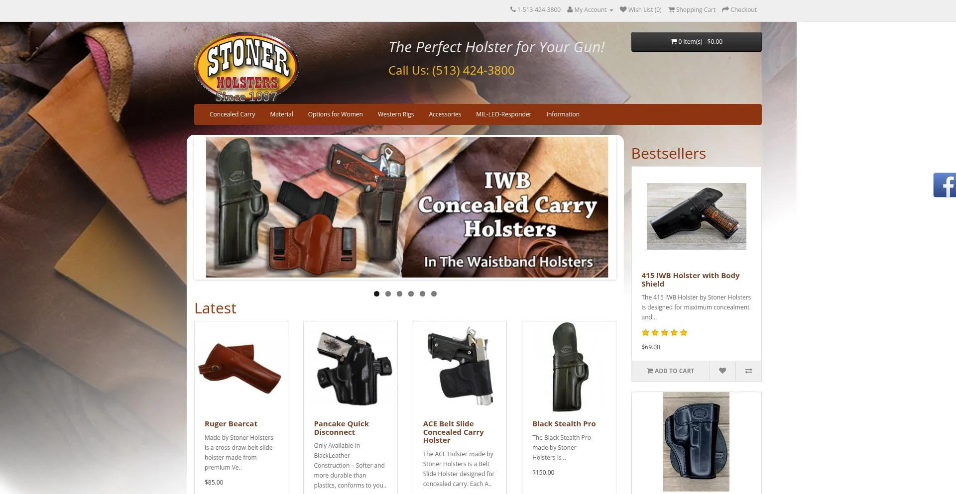 Website screenshot of Stonerholsters.com