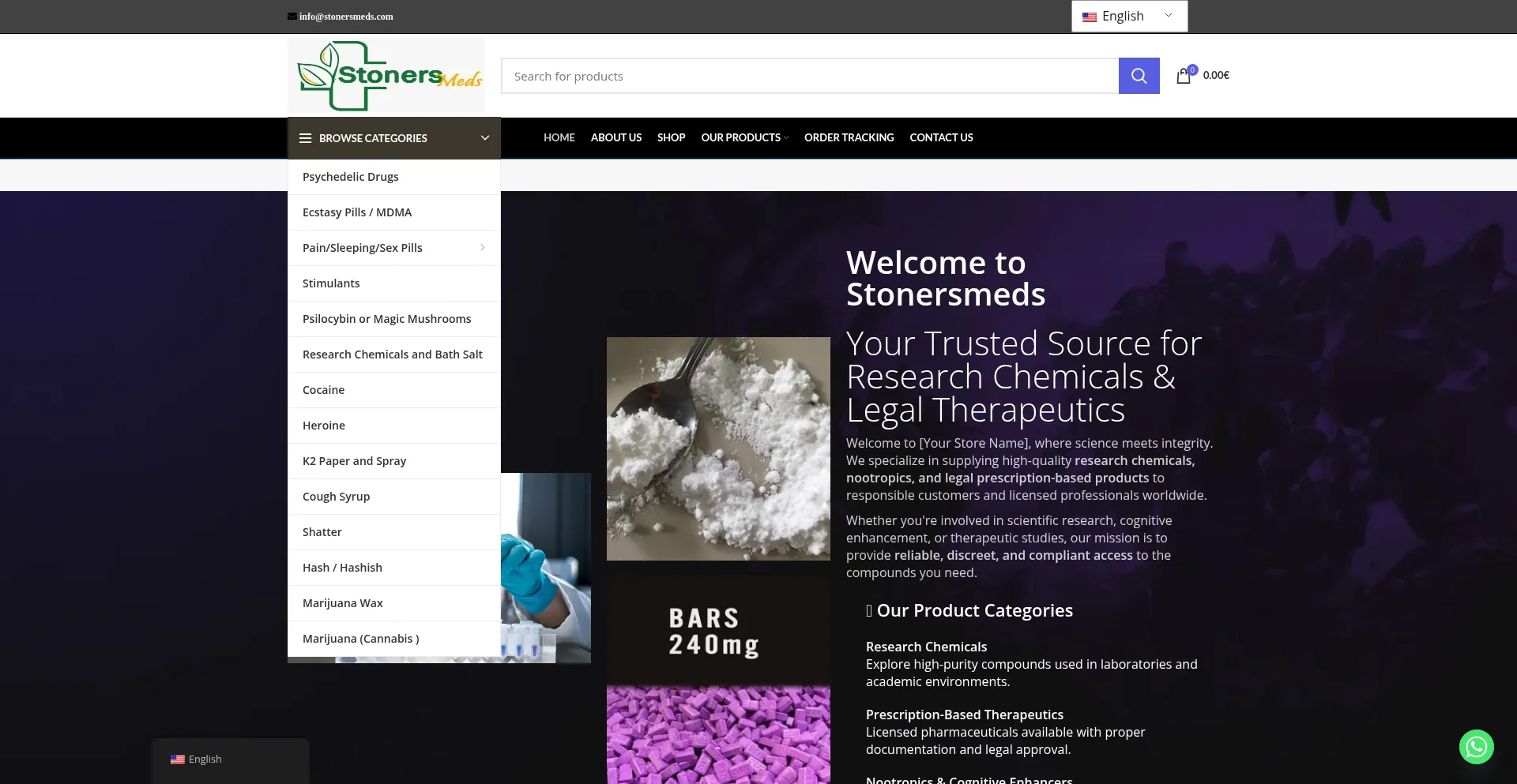 Website screenshot of Stonersmeds.com