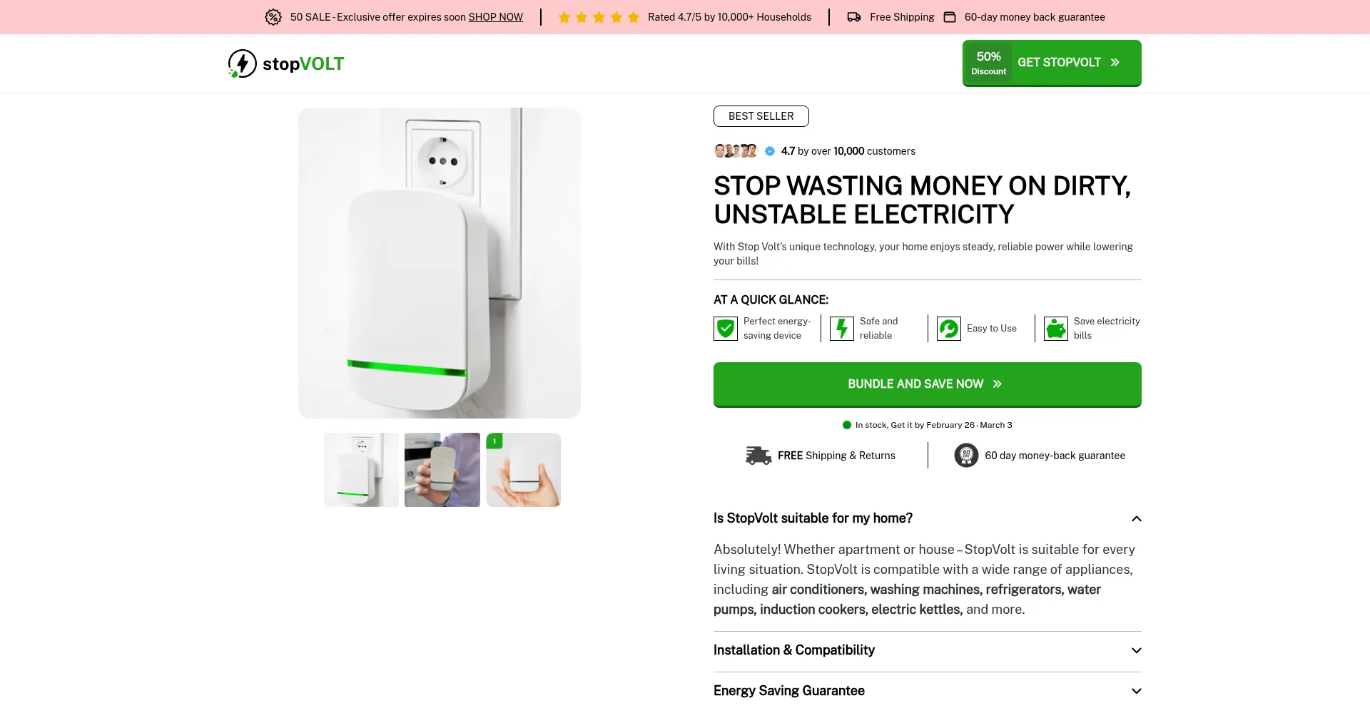 Website screenshot of Stopvolt.com