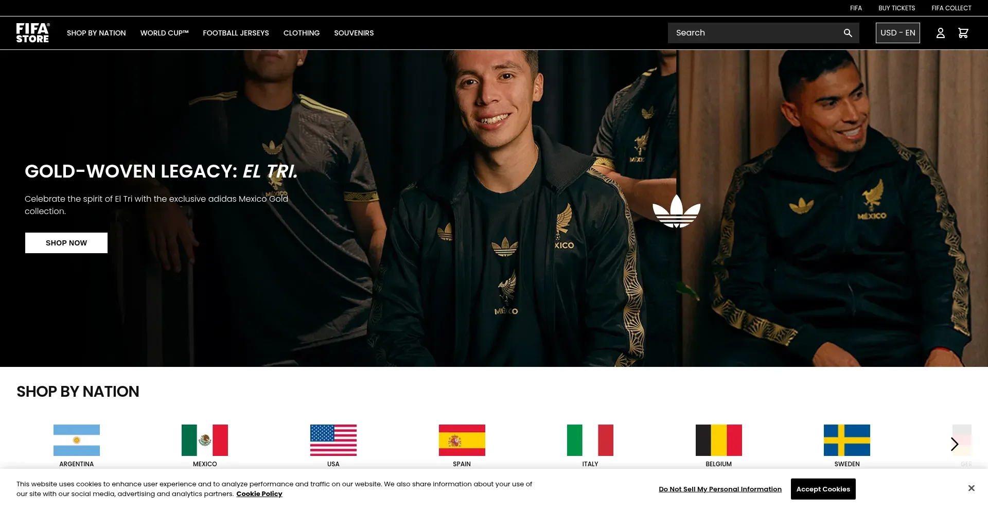 Website screenshot of Store.fifa.com
