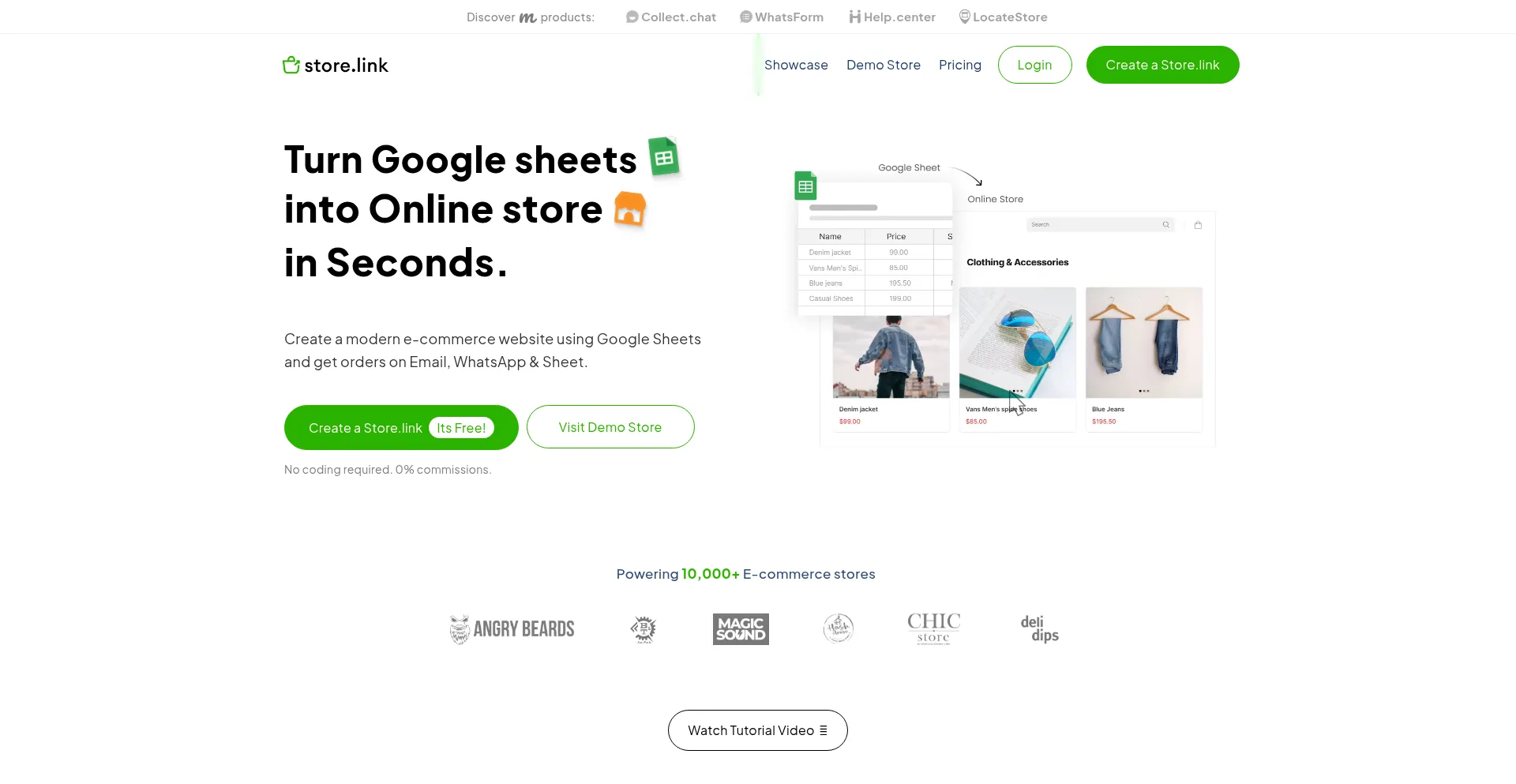 Website screenshot of Store.link