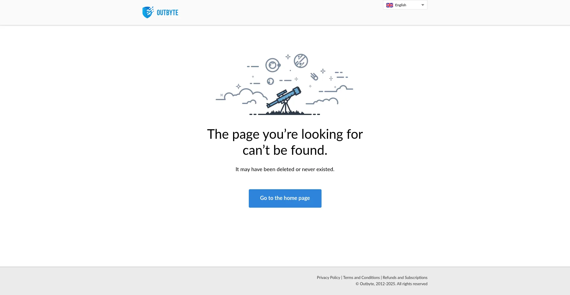 Website screenshot of Store.outbyte.com