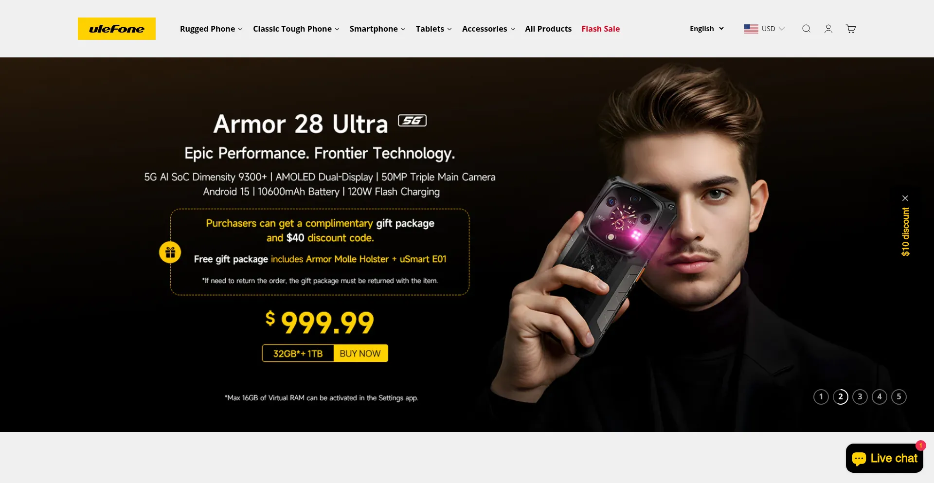 Website screenshot of Store.ulefone.com