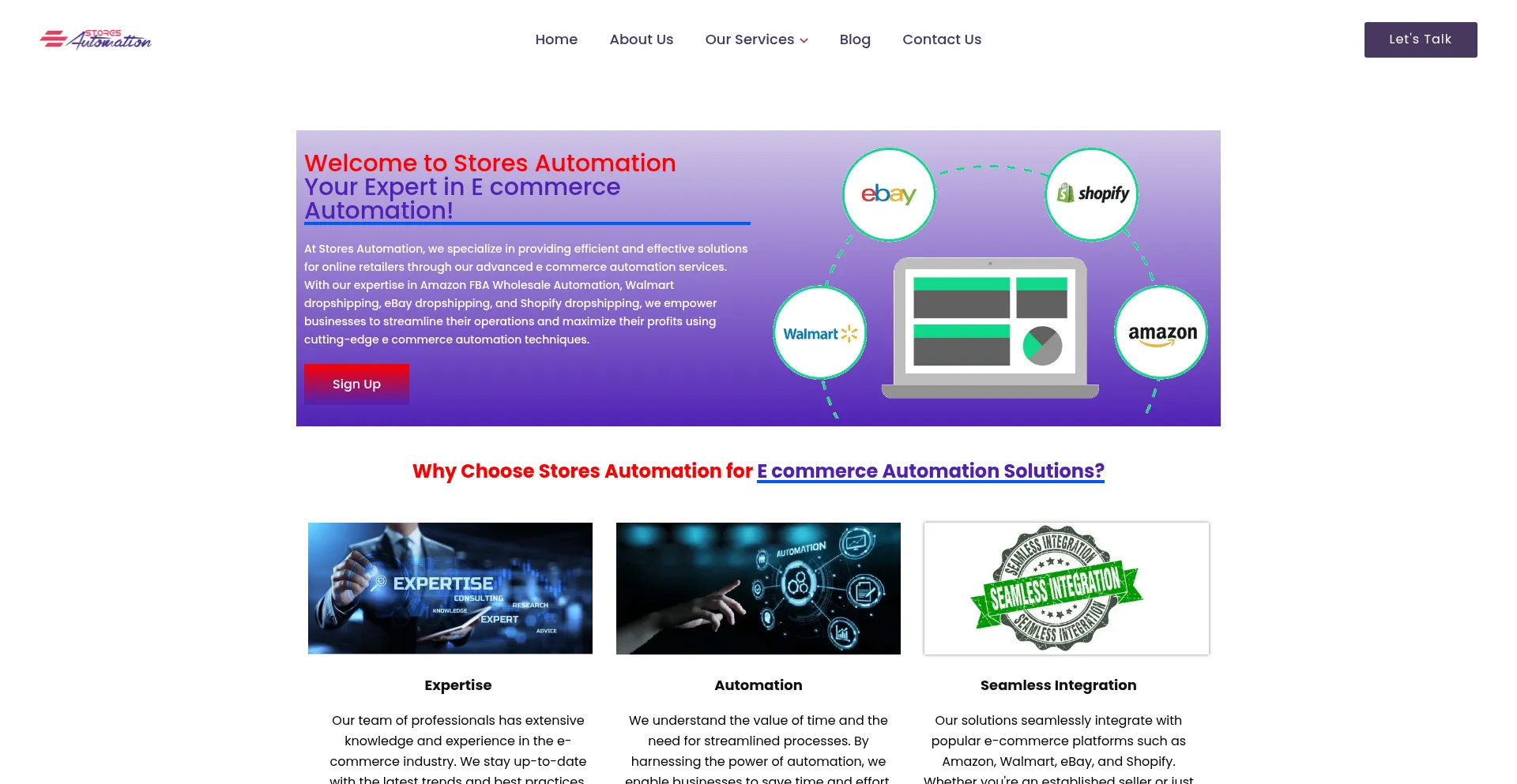 Website screenshot of Storesautomation.com
