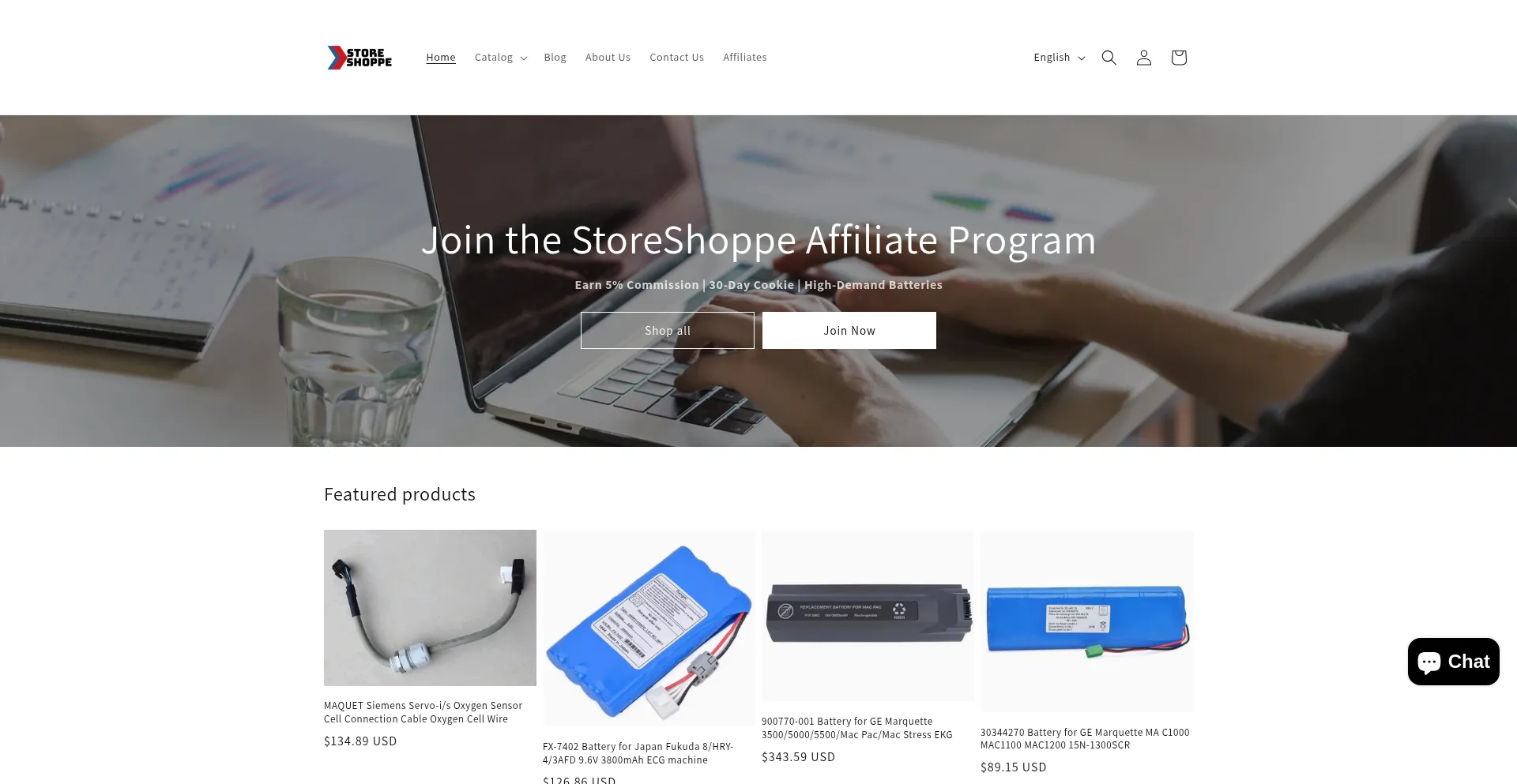 Website screenshot of Storeshoppe.com