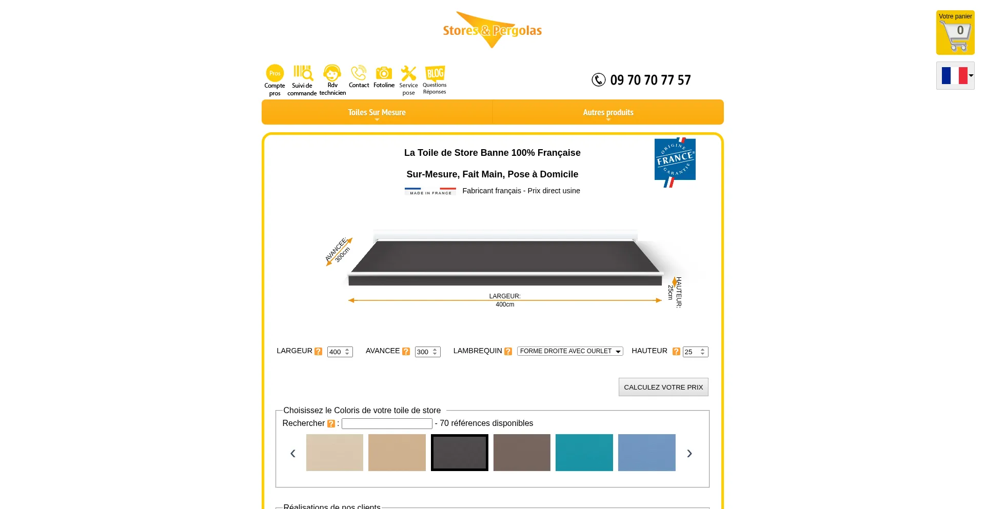 Website screenshot of Storespergolas.com