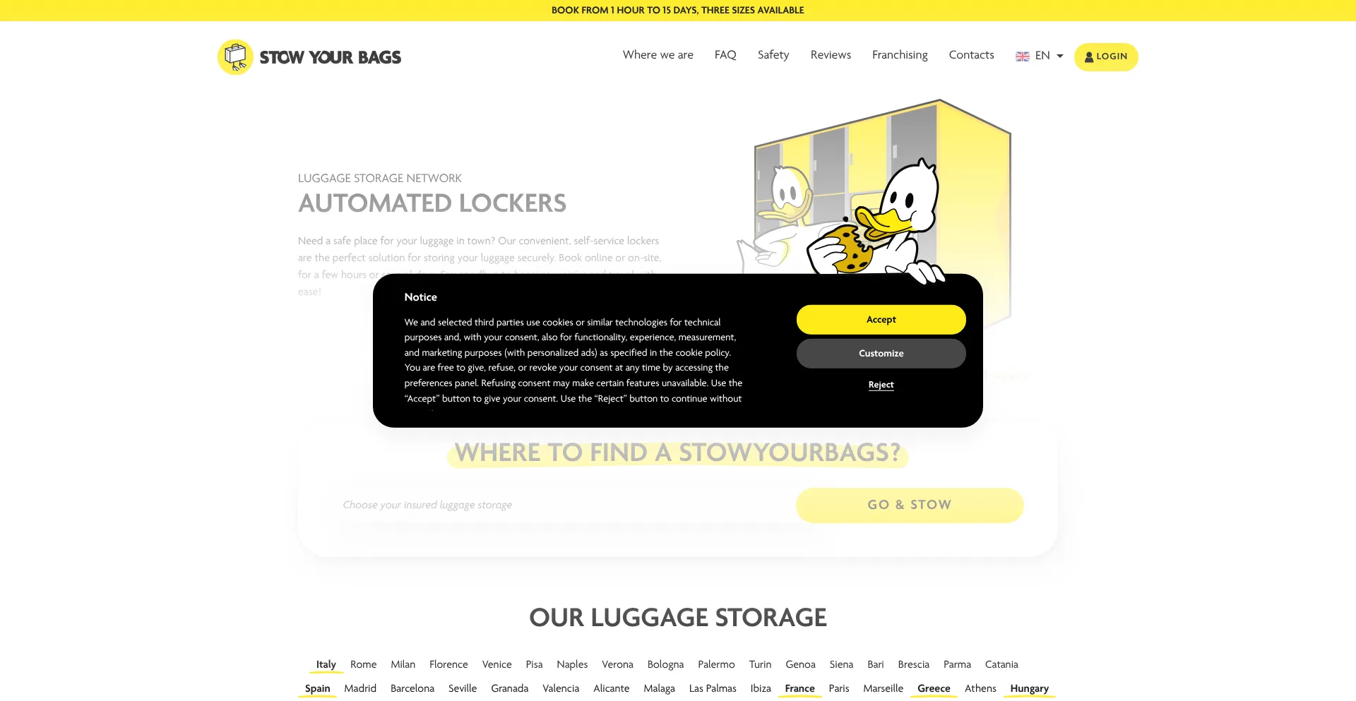 Stowyourbags.com Screenshot