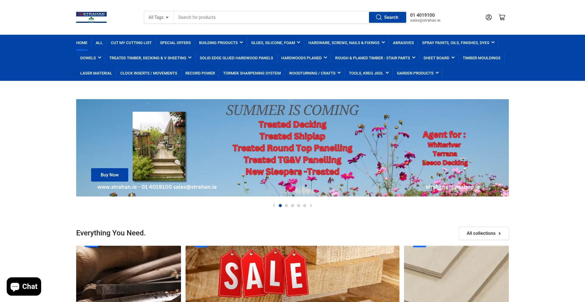 Website screenshot of Strahanonlineshop.ie