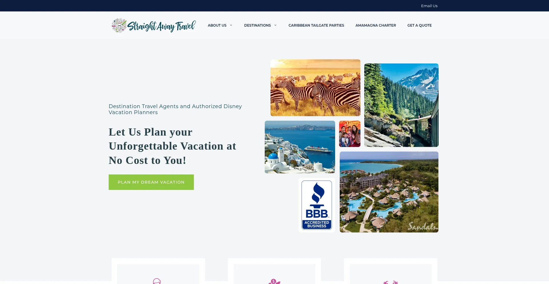 Website screenshot of Straightawaytravel.com