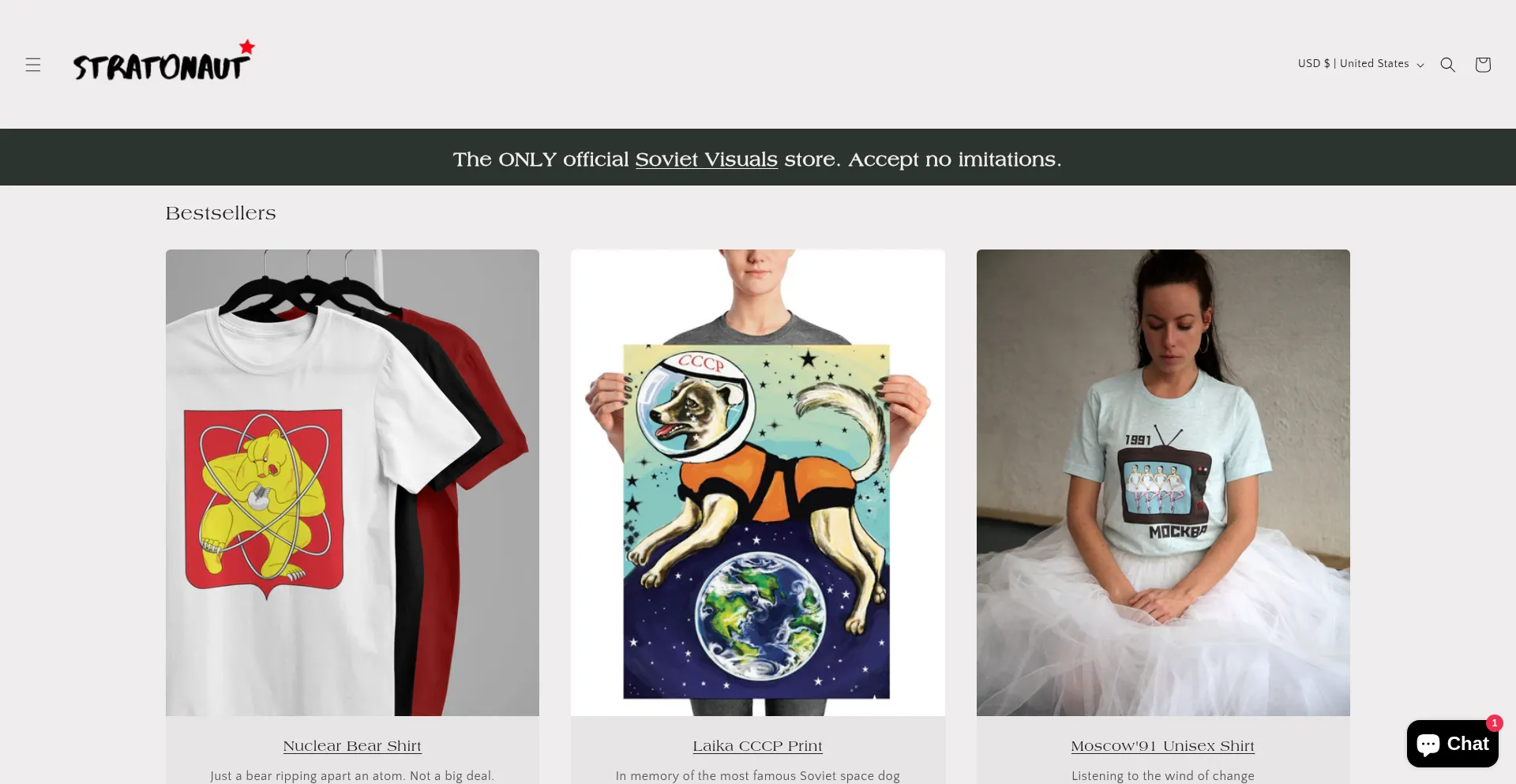 Website screenshot of Stratonaut.shop