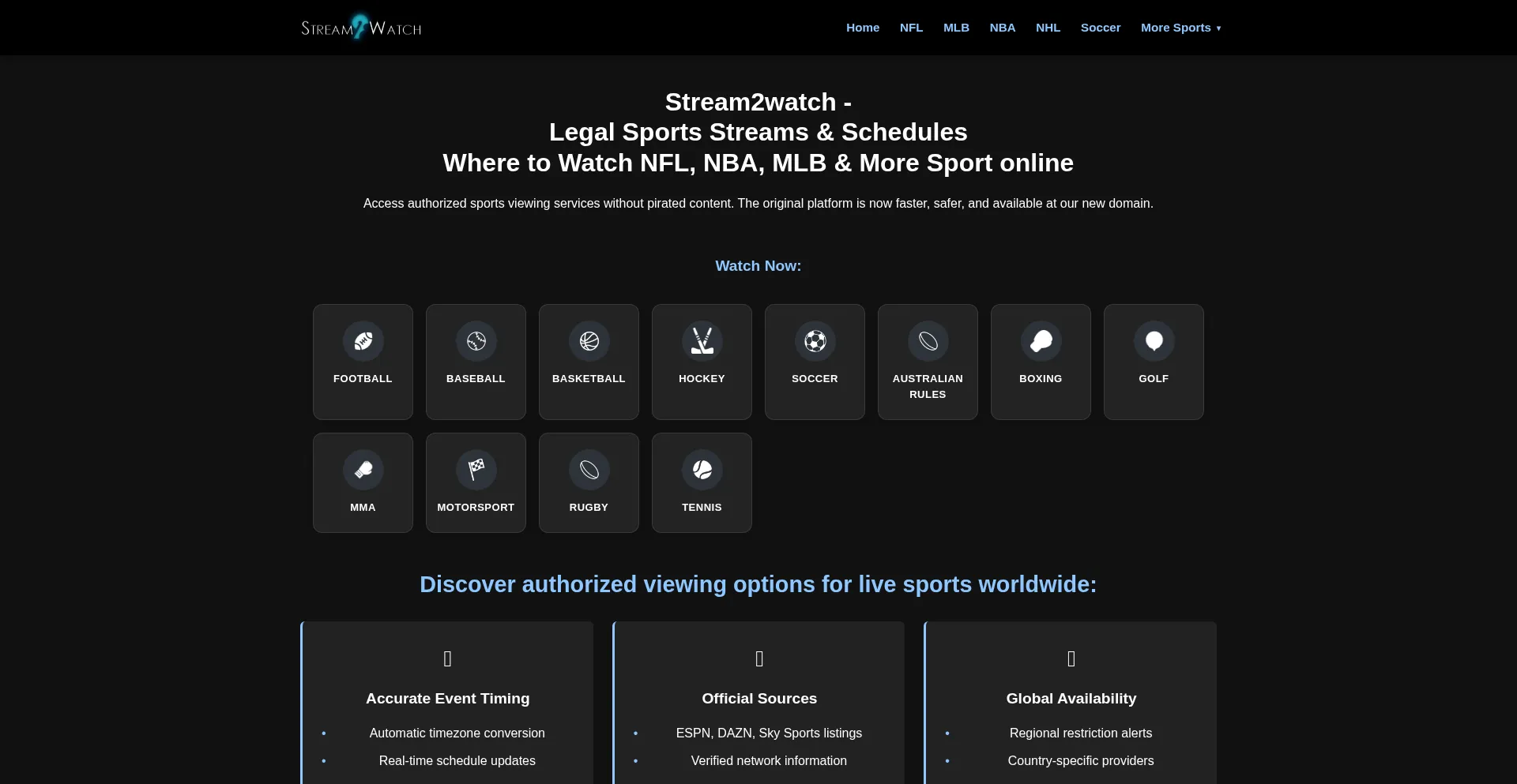 Website screenshot of Stream2watch.media