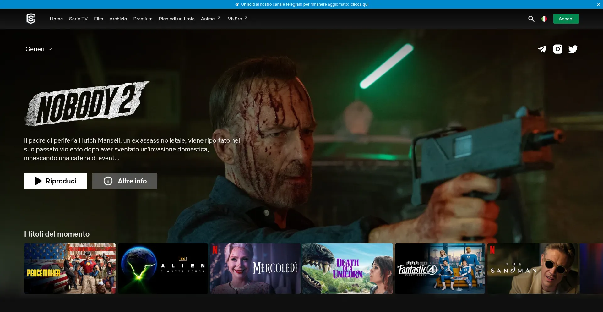 Website screenshot of Streamingcommunityz.chat