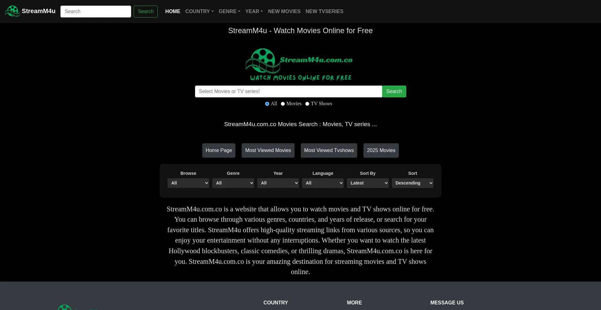 Website screenshot of Streamm4u.com.co