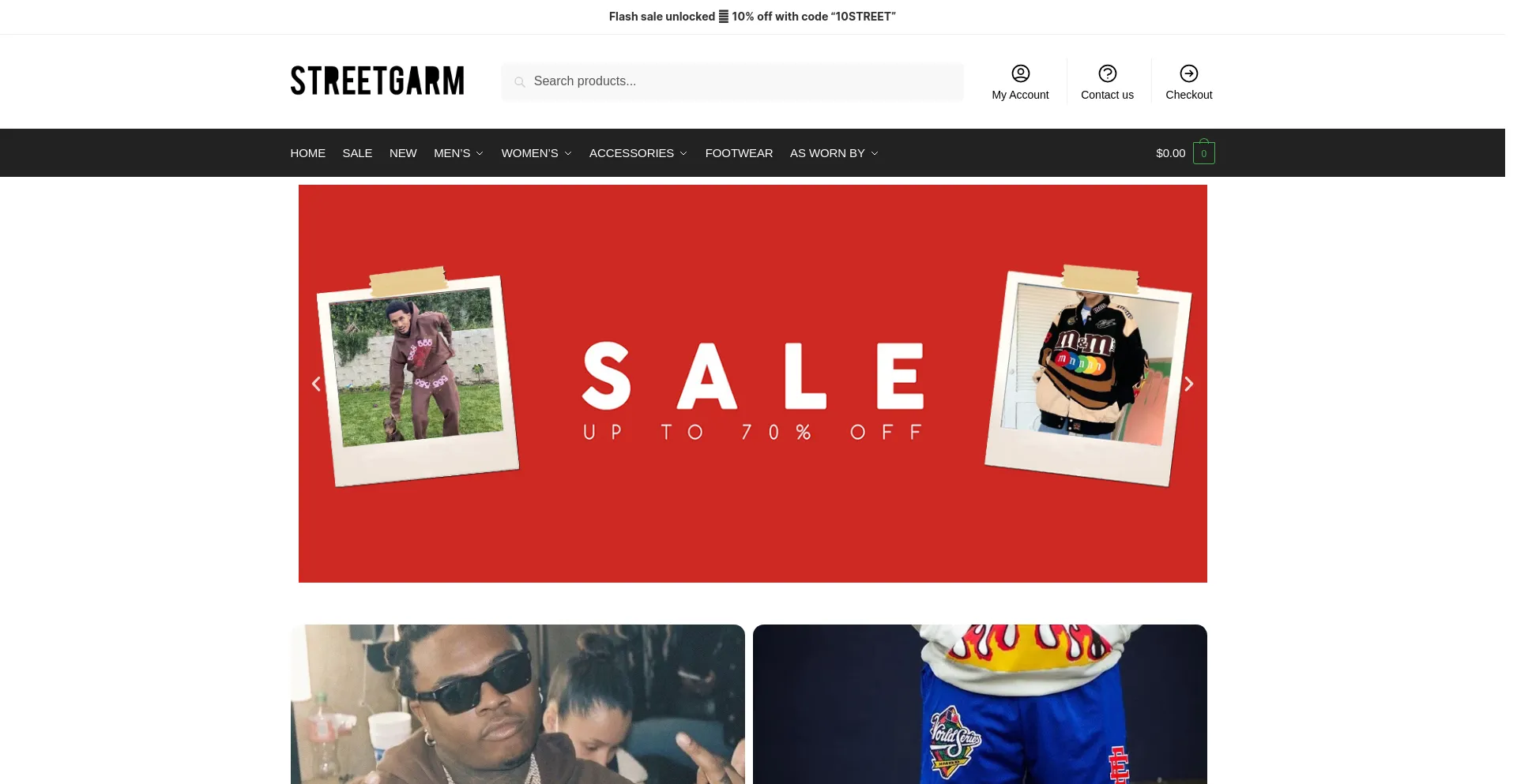 Website screenshot of Streetgarm.com
