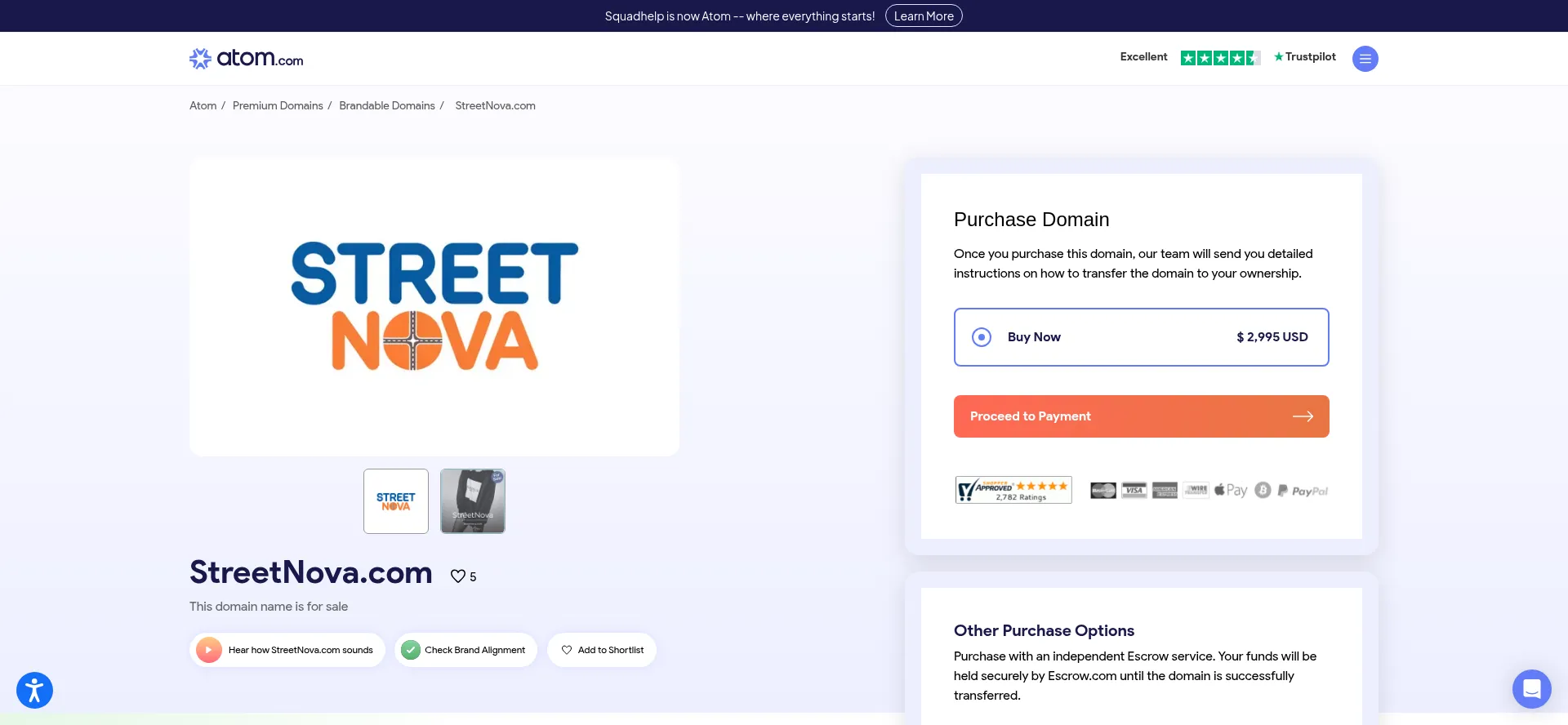 Website screenshot of Streetnova.com