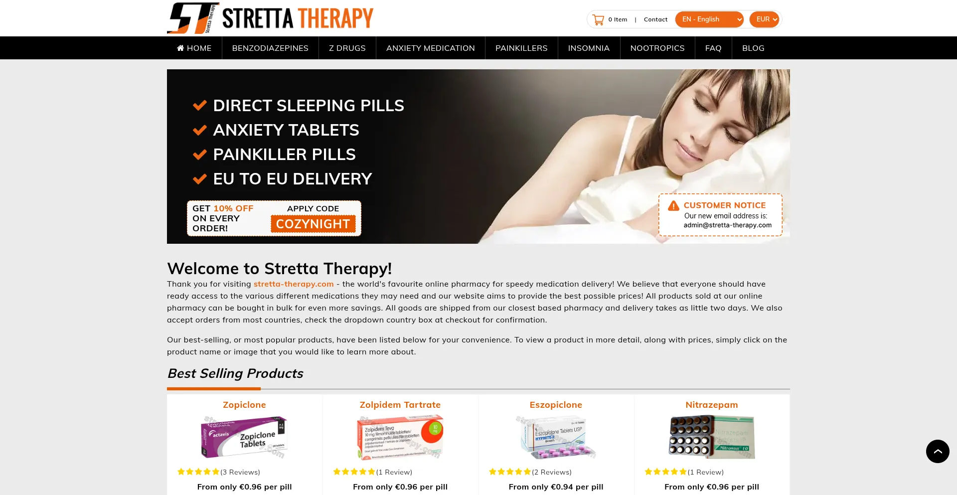Website screenshot of Stretta-therapy.com
