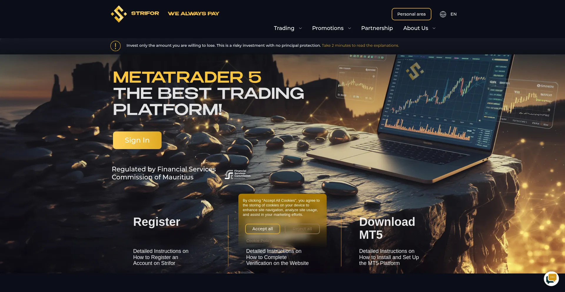Website screenshot of Strifor.org