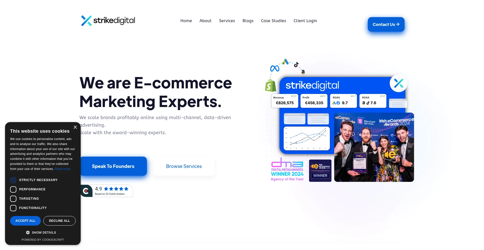 Website screenshot of Strikedigital.ie