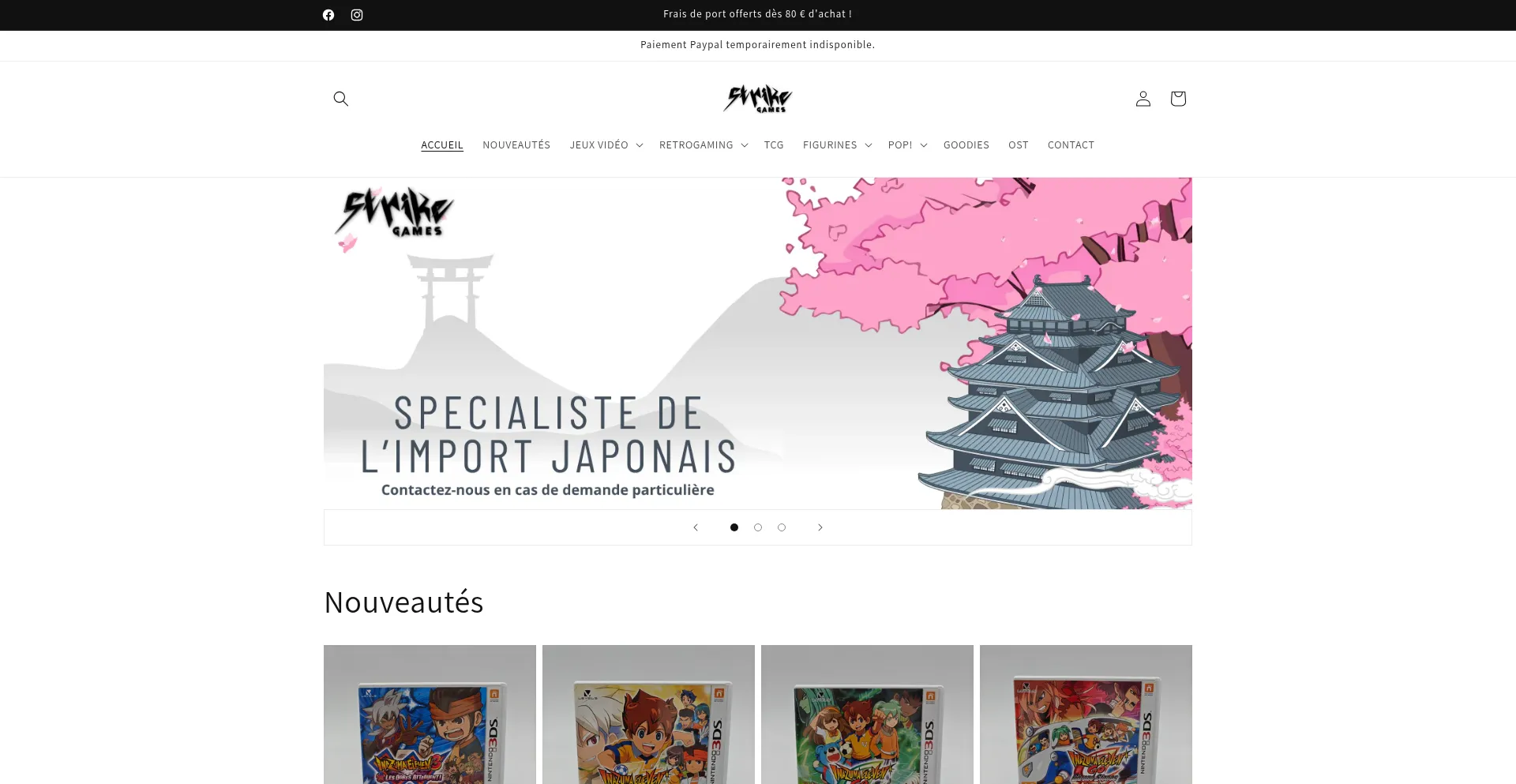 Website screenshot of Strikegames.shop