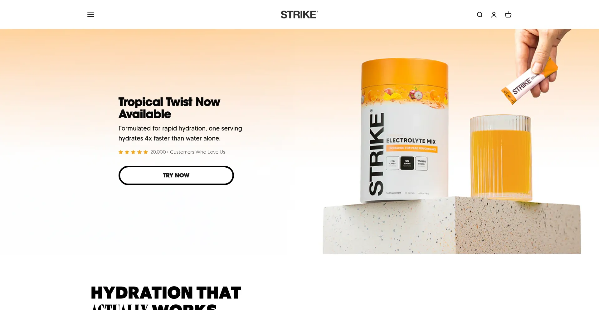 Website screenshot of Strikenutrition.co