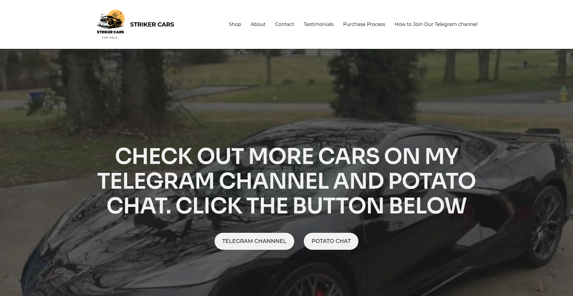 Website screenshot of Strikercarsforsale.com