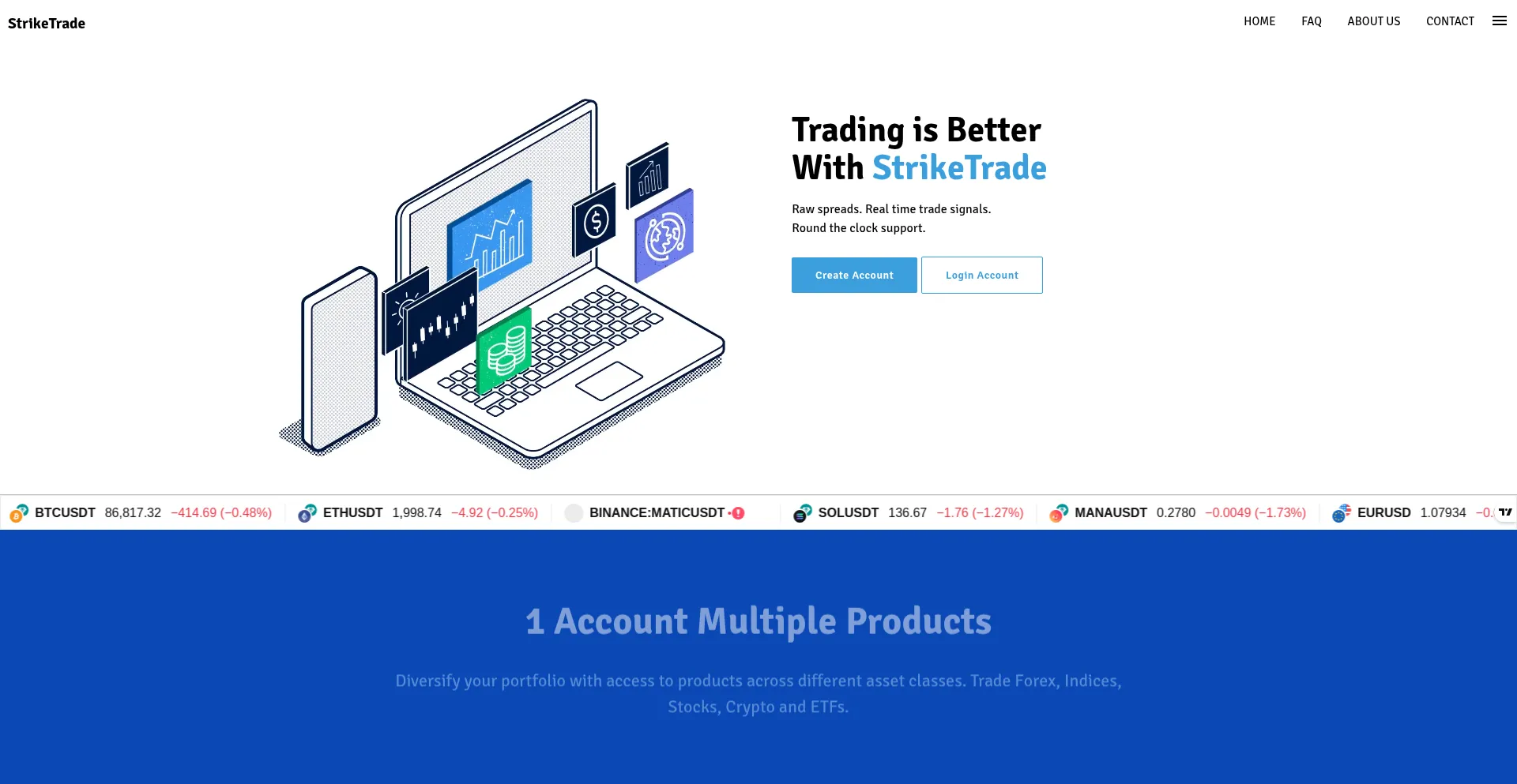 Website screenshot of Striketrade.co