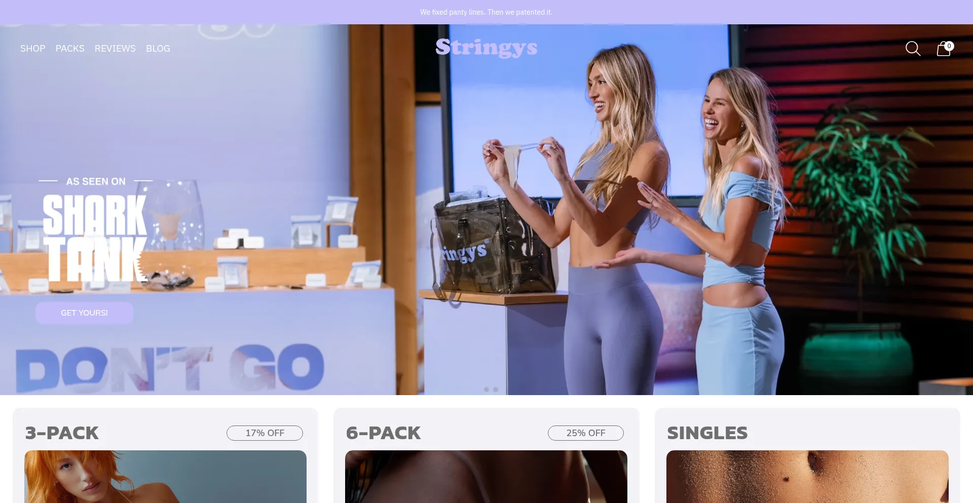 Website screenshot of Stringys.com