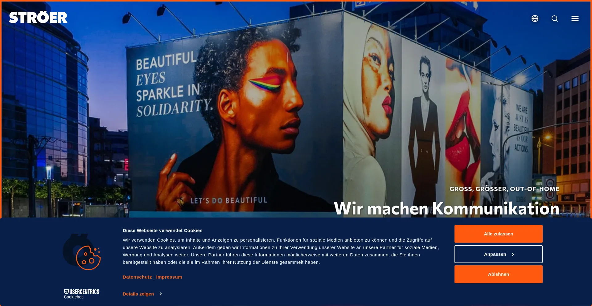 Website screenshot of Stroeer.de