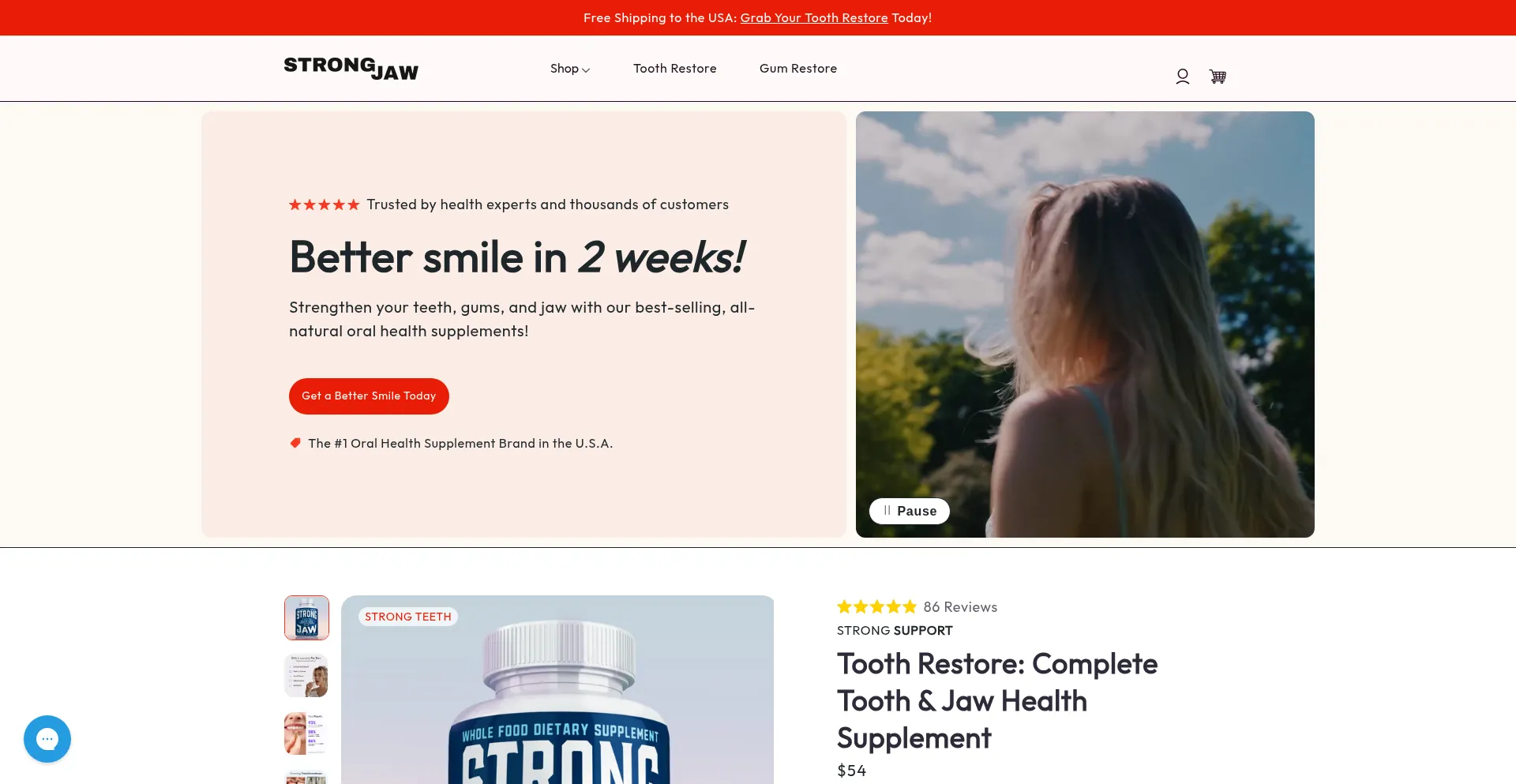 Website screenshot of Strongjaw.com