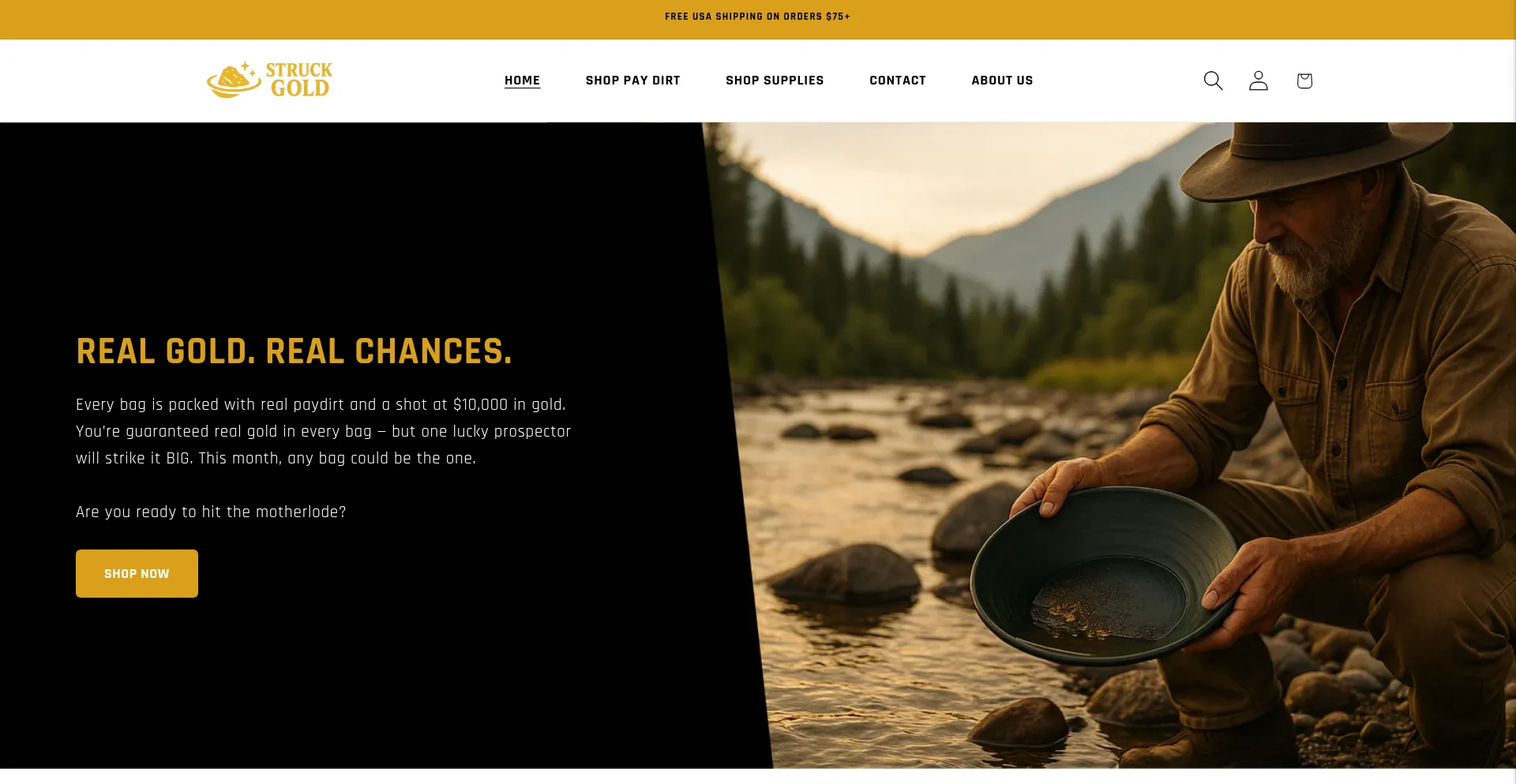 Website screenshot of Struckgold.co