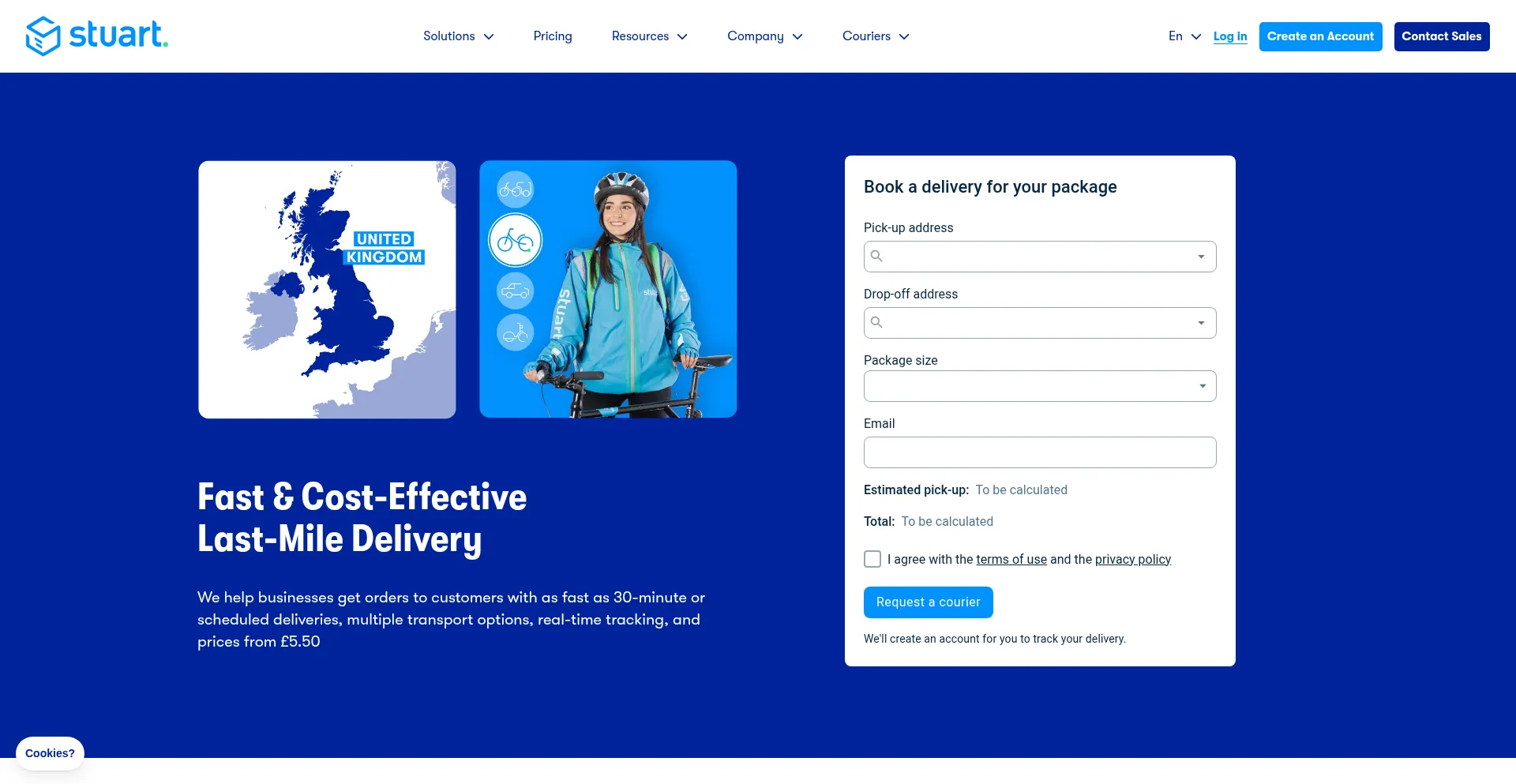 Website screenshot of Stuart.com