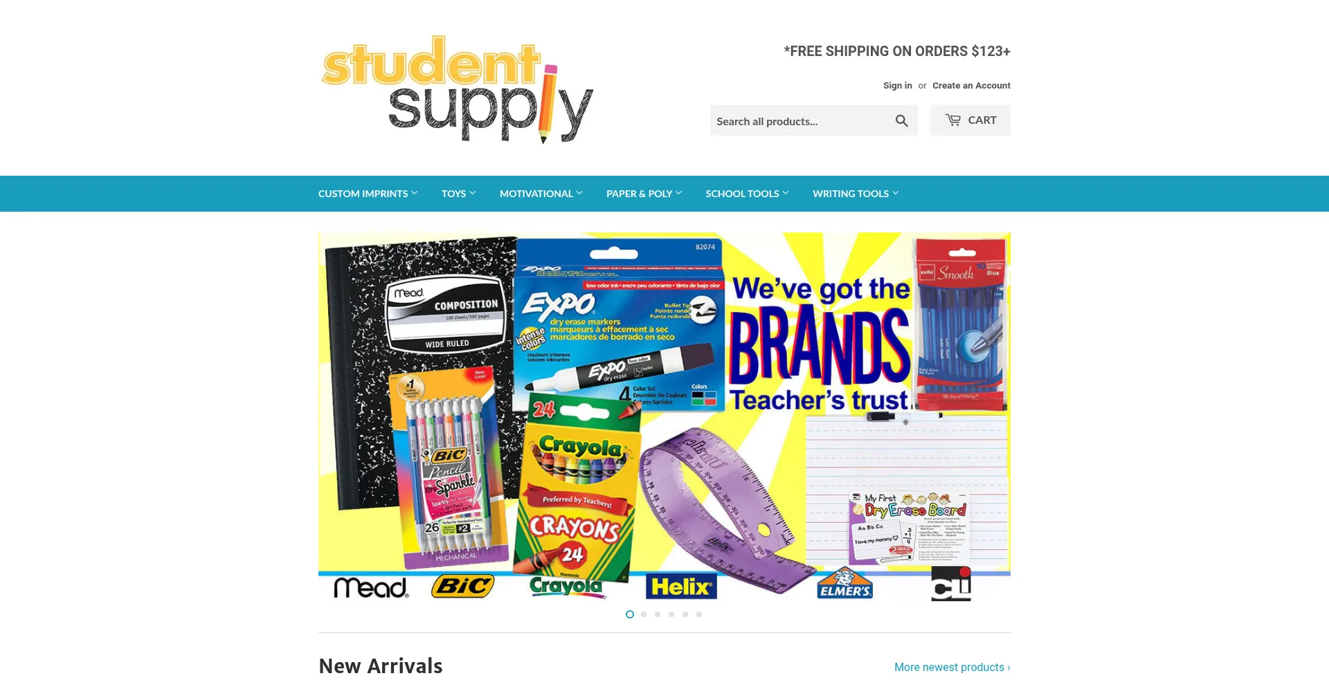 Website screenshot of Studentsupply.com