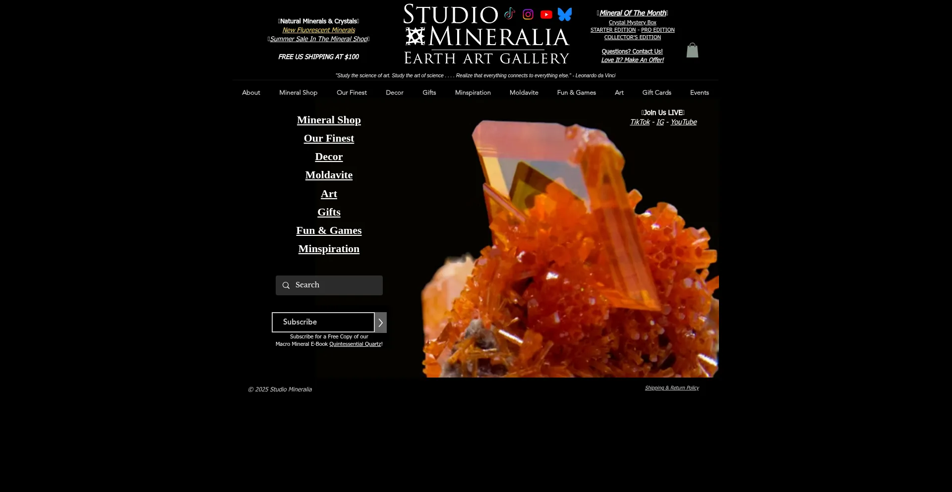 Website screenshot of Studiomineralia.com