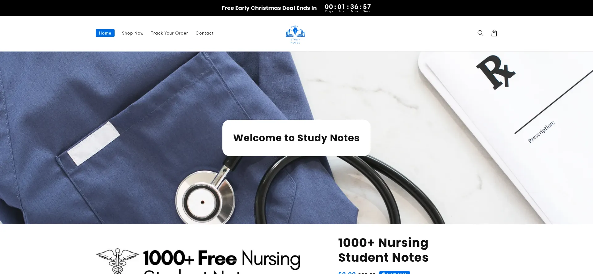 Website screenshot of Study-notes.uk